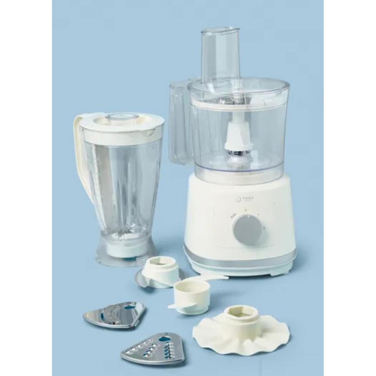 Noon 800W Food Processor with 1.5L Jug – Whisk, Juice, Slice & Chop (Milk White)