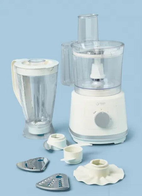Noon 800W Food Processor with 1.5L Jug – Whisk, Juice, Slice & Chop (Milk White)
