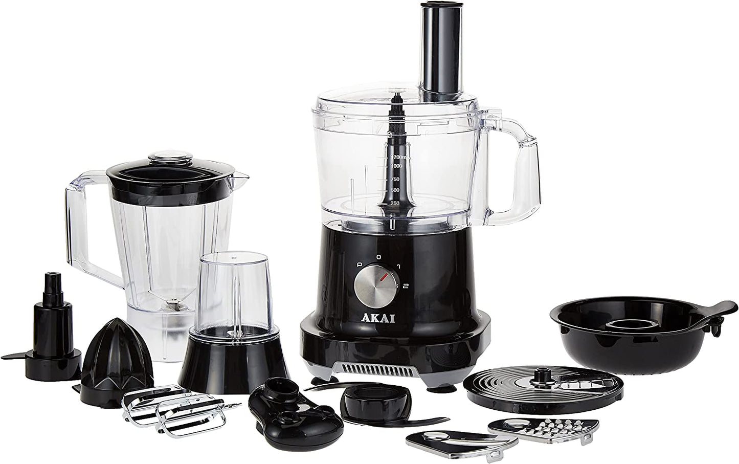 Akai(Japan) 15-in-1 Food Processor, Black, 500W, FPMA-1801